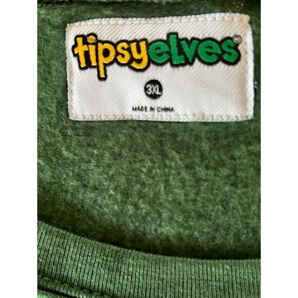 Tipsy Elves “Sleigh All Day” Green Reindeer Sweatshirt Size 3XL NWOT - Picture 6 of 8